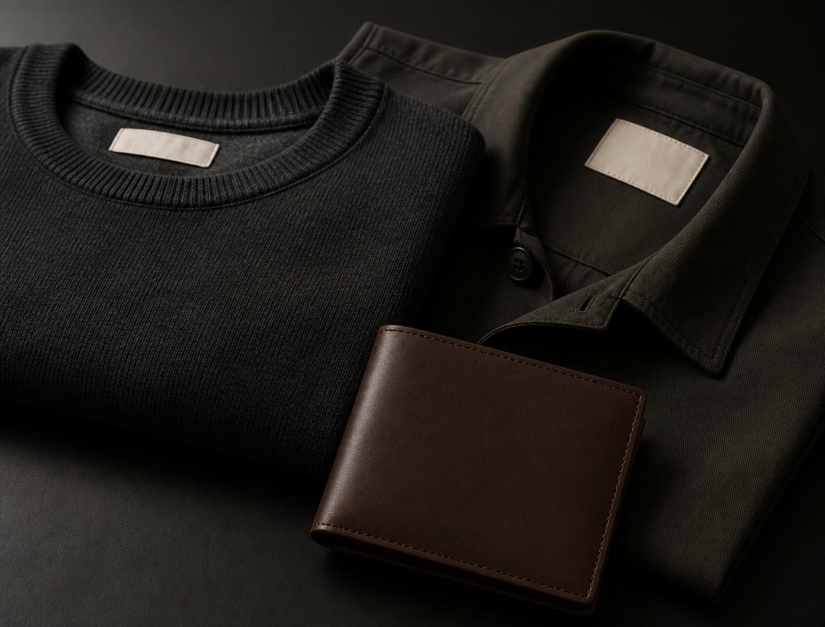 Product master data represented by folded garments and leather goods